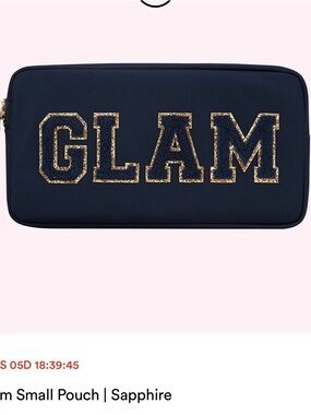 Stoney Clover Lane Sapphire GLAM Pouch with Gold Glitter Trim